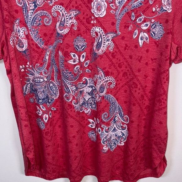 Style & Co. Red and Blue Paisley V-Neck Top Women’s 2X - Picture 5 of 10